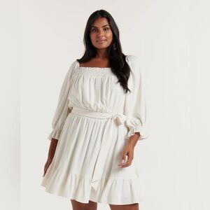 Ever New Talia Curve Square Neck Mini Dress New With Tags Size 16 Porcelain